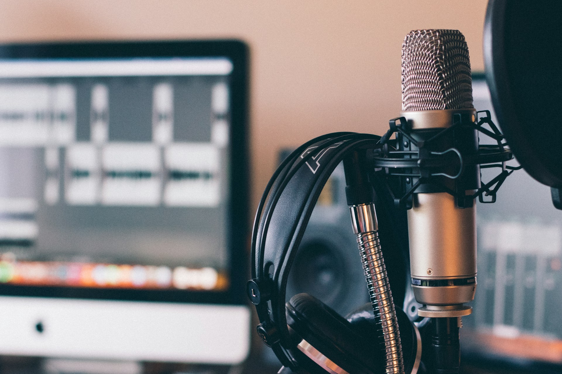 Vintage radio microphone in studio setting