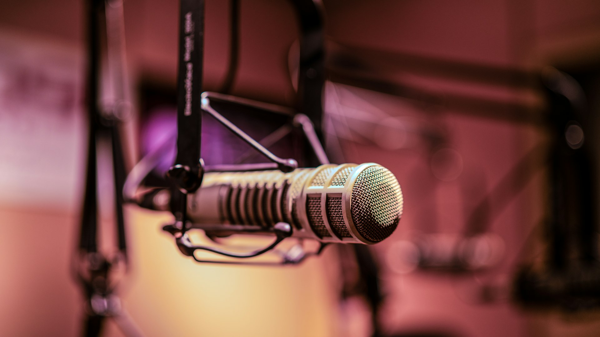 Vintage microphone in a recording studio