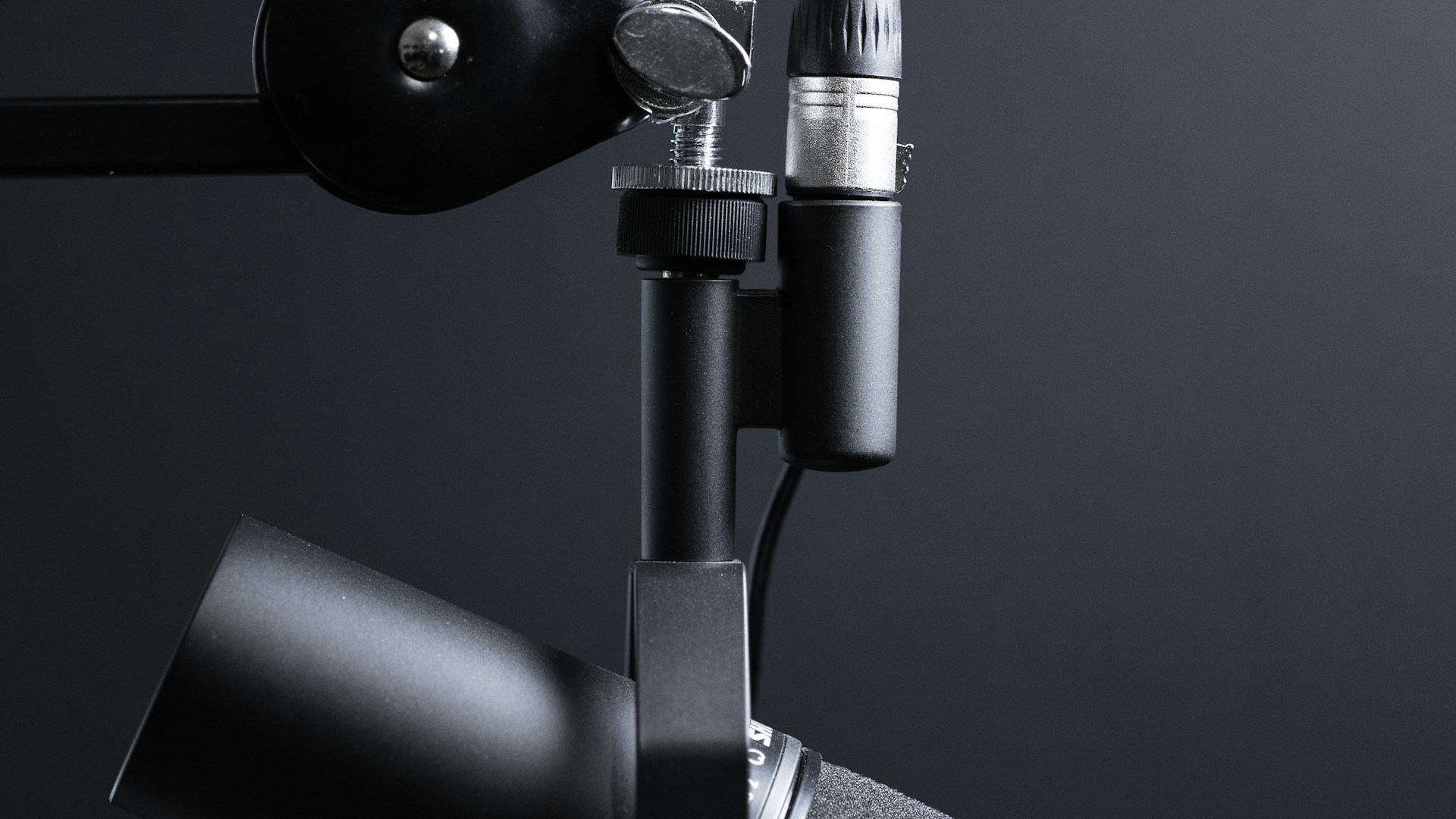 Podcasting and streaming microphone setup close-up