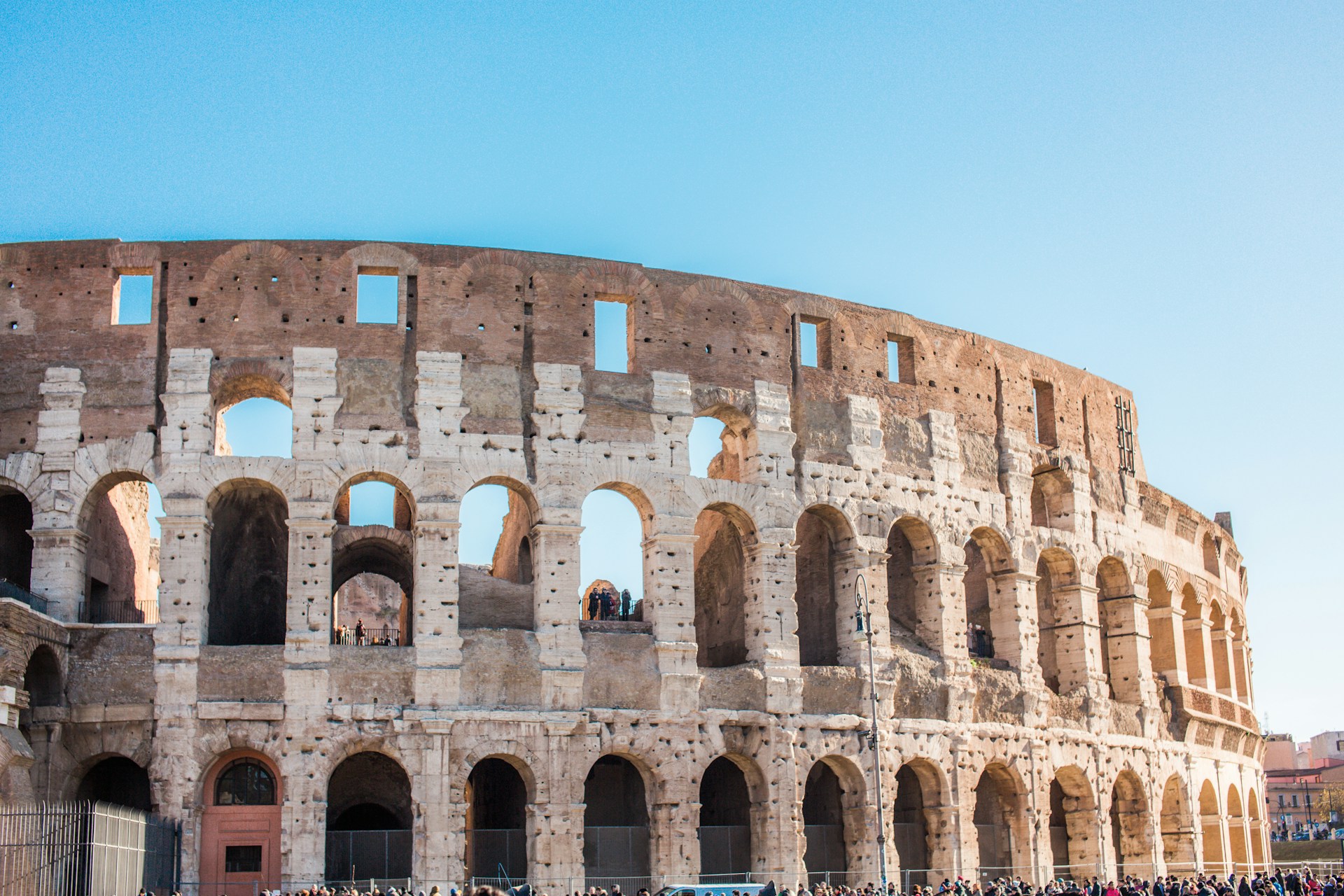 Colosseum in Rome, Italy with ancient stone architecture detail