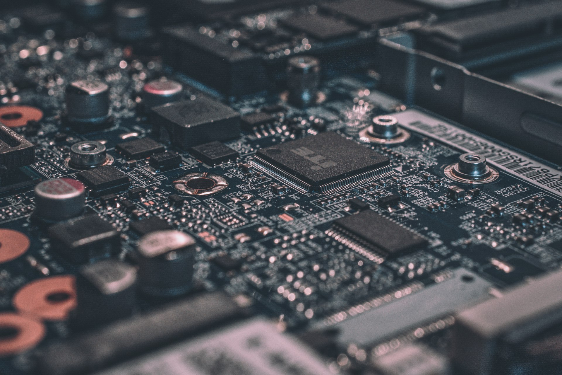 Futuristic technology circuit board closeup representing advanced AI systems like Jarvis