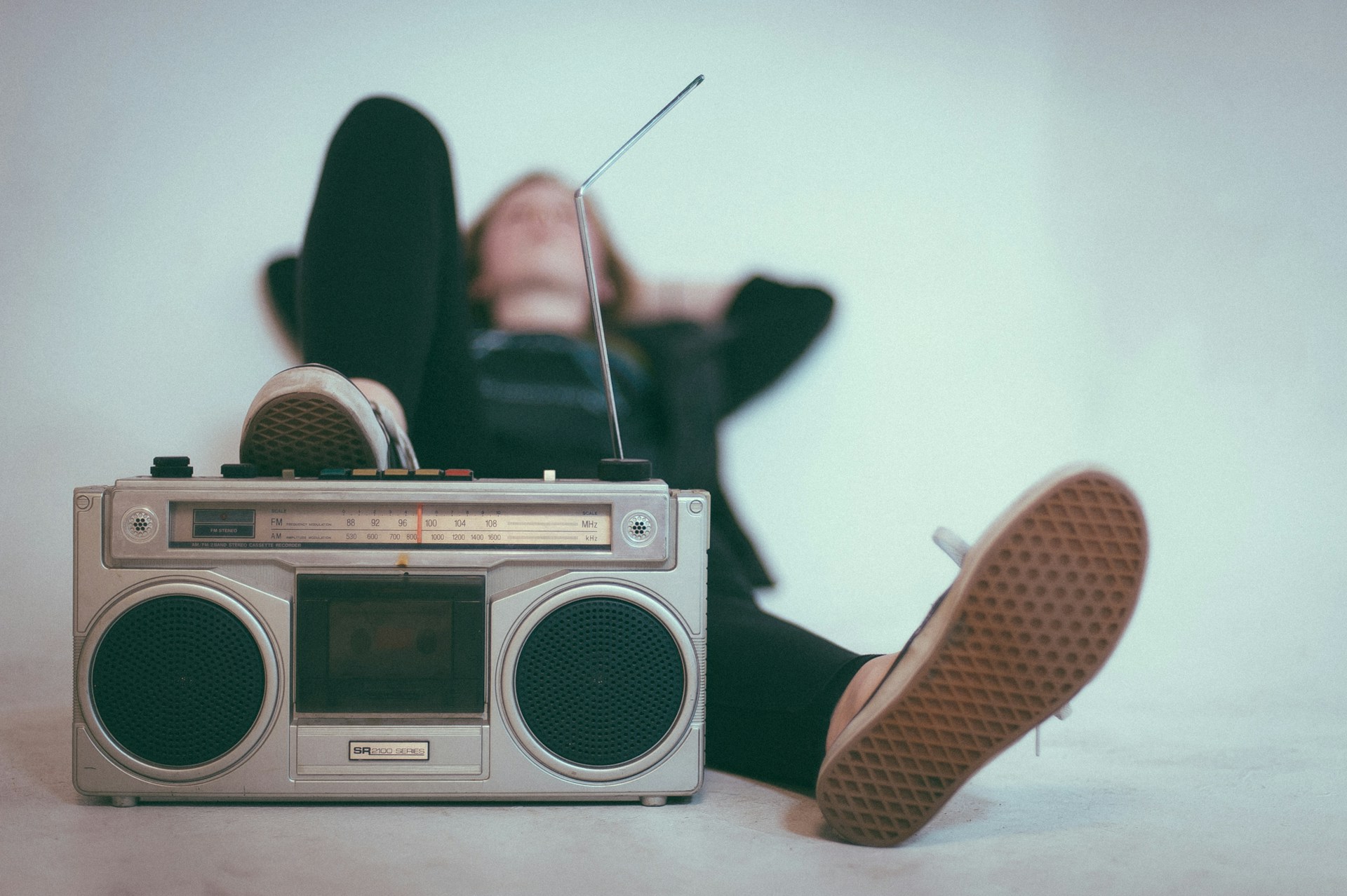 Professional studio with headphones and equipment