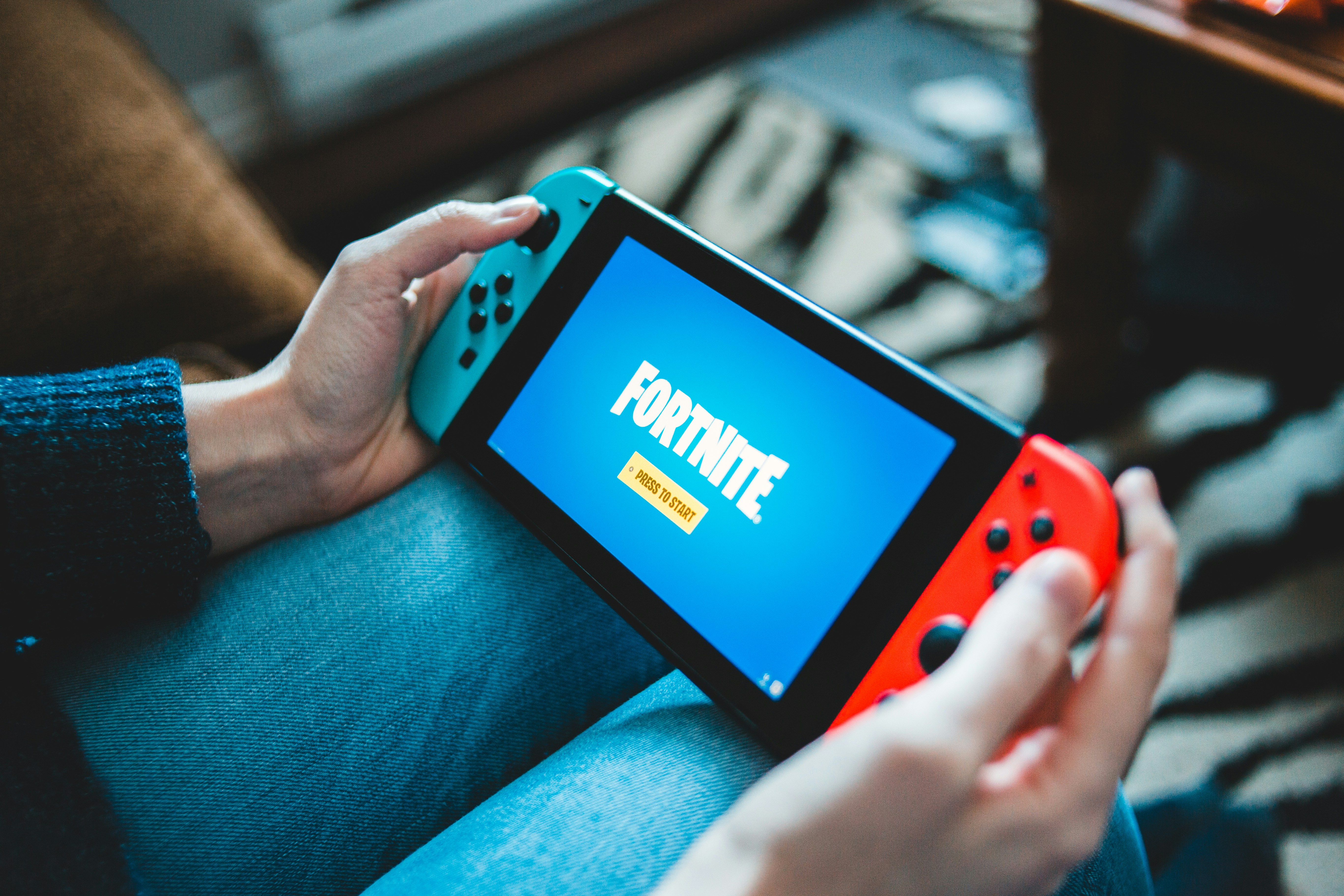 Black and red Nintendo Switch gaming console