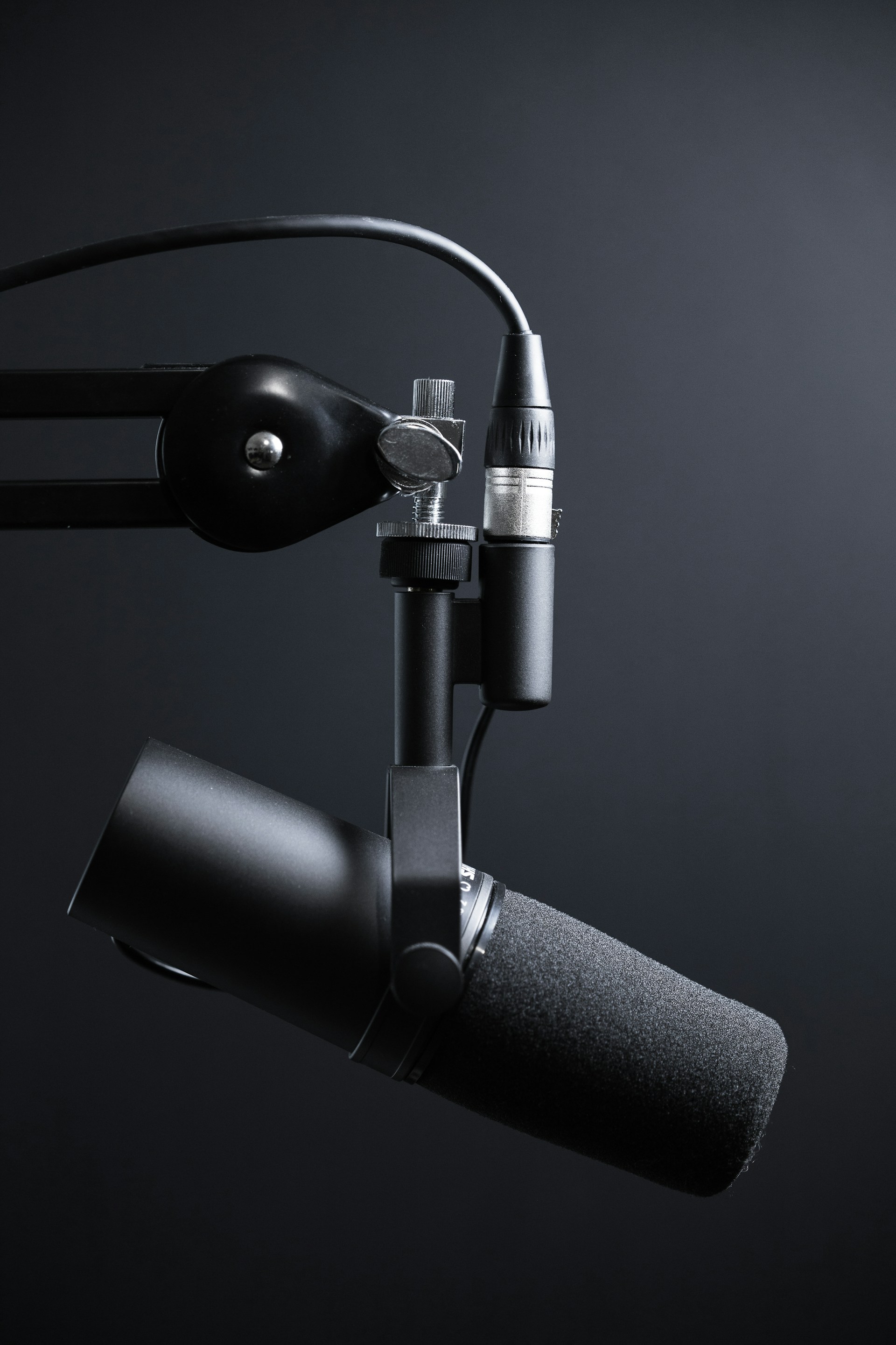 Professional recording studio with vintage microphone